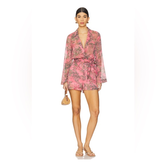 L\'AGENCE *NWT* Floral Pink and Black Wrap Mini Dress